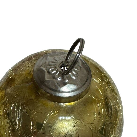 Antique German Gold Mercury Crackle Glass Kugel Christmas Ornament Ball Set Of 2 - Picture 2 of 6